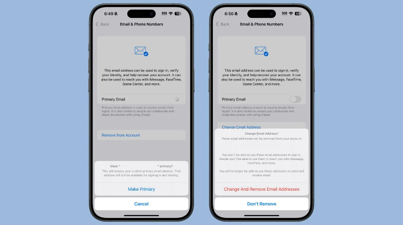 长岛苹果手机维修分享苹果 iOS 18.1 支持设置“主要”邮箱地址并更改 iCloud 邮箱 